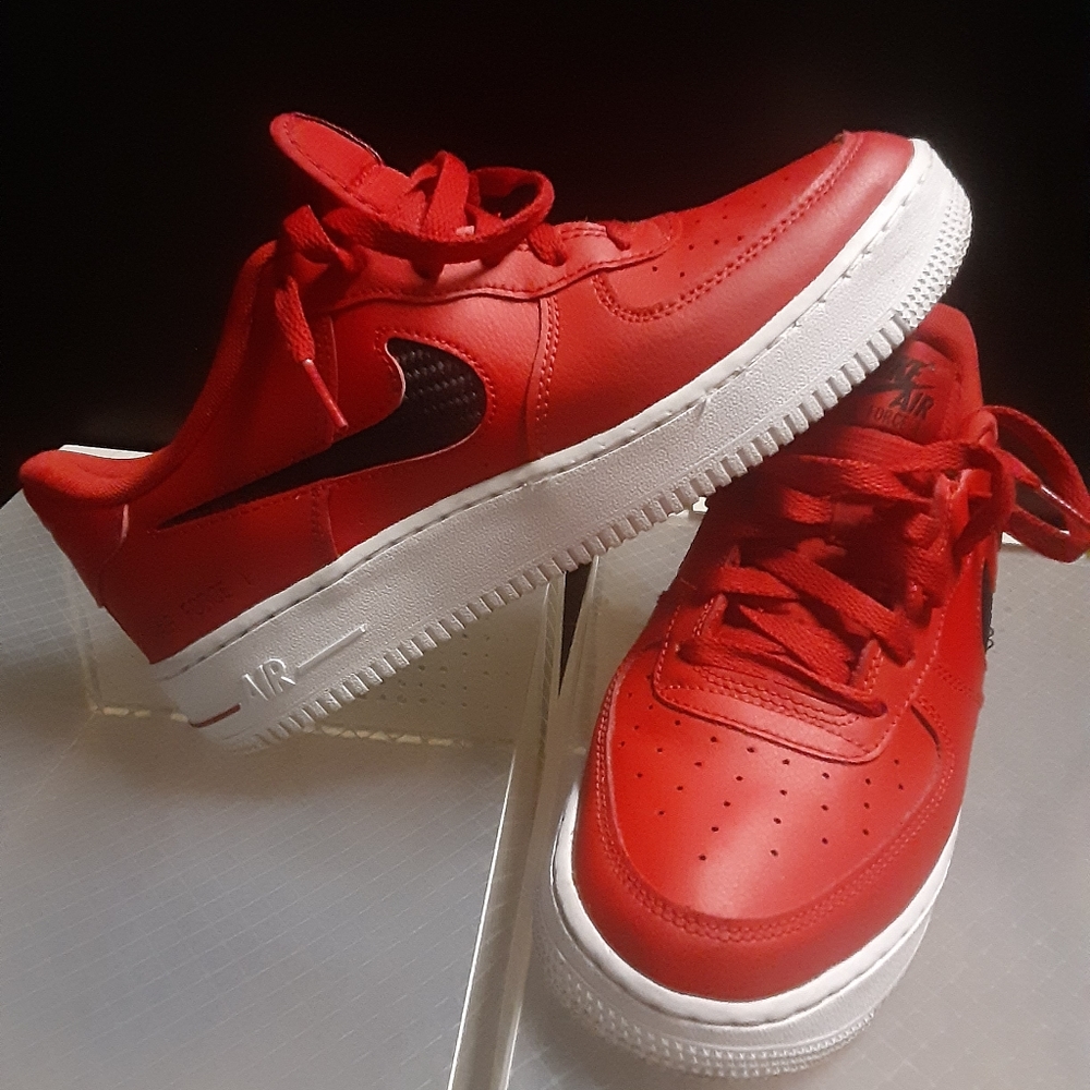 Nike air force 1 red with black nike logo